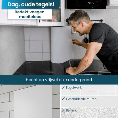 Zelfklevende keukenachterwand - Marmer wit