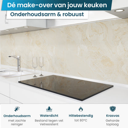 Zelfklevende keukenachterwand - Marmer beige
