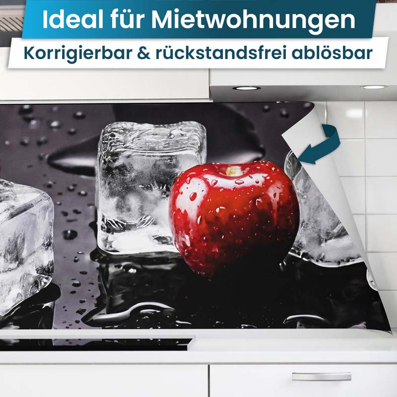 Küchenrückwand selbstklebend - Kirschen mit Eis