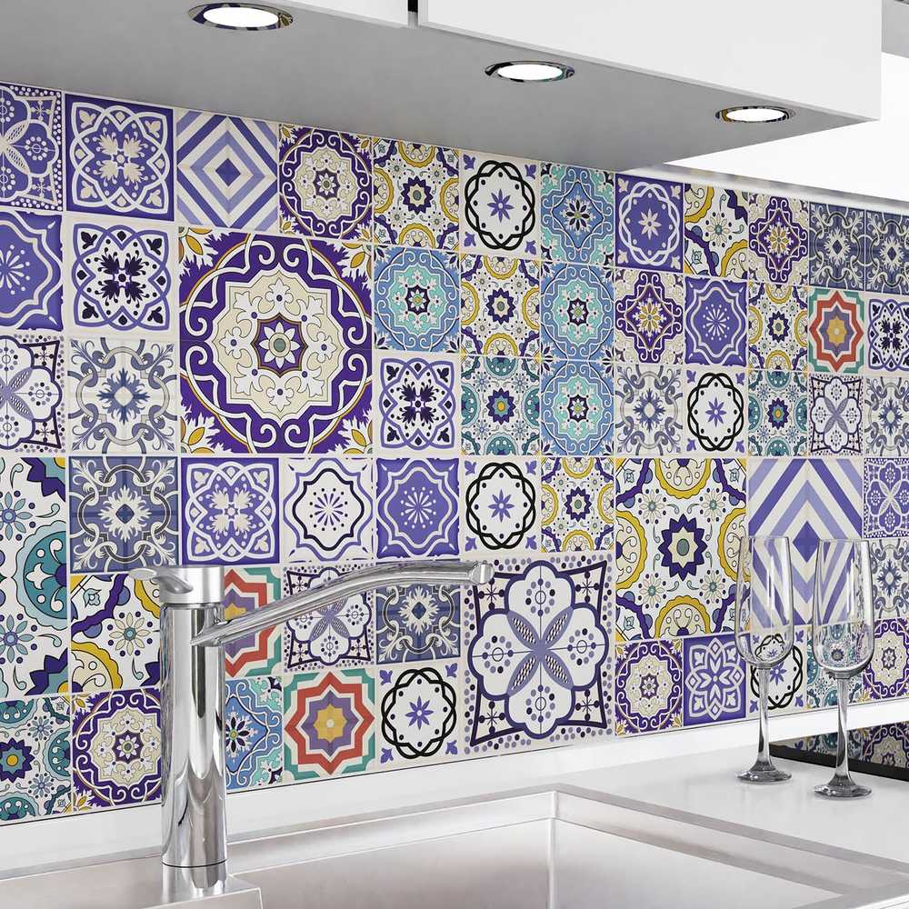 Zelfklevende keukenachterwand - Mozaïektegels blauw