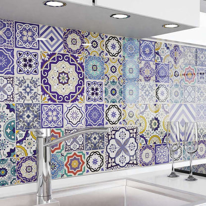 Zelfklevende keukenachterwand - Mozaïektegels blauw