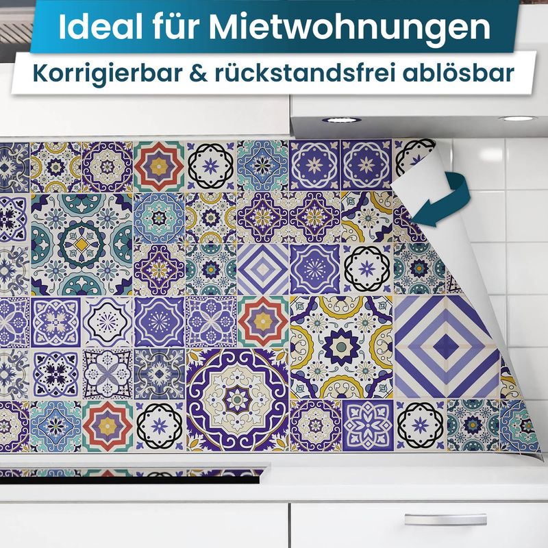 Zelfklevende keukenachterwand - Mozaïektegels blauw