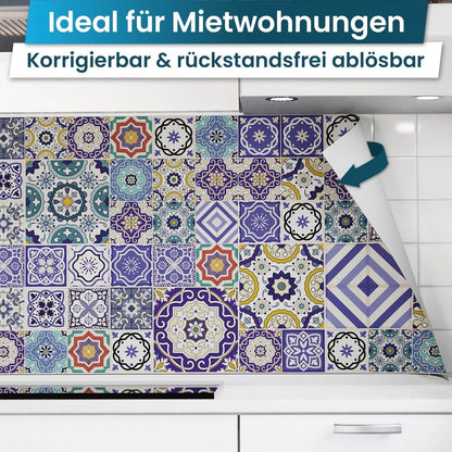 Zelfklevende keukenachterwand - Mozaïektegels blauw