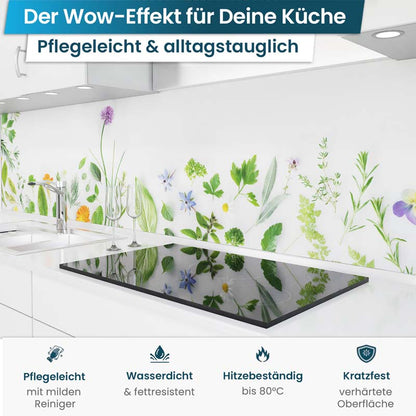 Küchenrückwand selbstklebend - Blüten & Kräuter