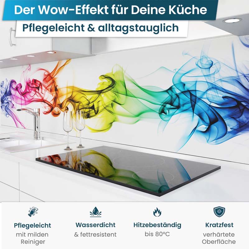 Küchenrückwand selbstklebend - Bunter Rauch